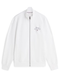 tommy hilfiger ανδρική ζακέτα φούτερ με ψηλό λαιμό και λογότυπο regular fit - mw0mw43219 λευκό