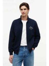 tommy hilfiger ανδρική ζακέτα φούτερ με ψηλό λαιμό και λογότυπο regular fit - mw0mw43219 μπλε σκούρο
