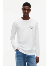 tommy hilfiger ανδρική μακρυμάνικη μπλούζα με λογότυπο regular fit - mw0mw43225 λευκό