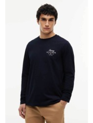 tommy hilfiger ανδρική μακρυμάνικη μπλούζα με λογότυπο regular fit - mw0mw43225 μπλε σκούρο