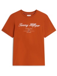 tommy hilfiger ανδρικό t-shirt με κεντημένο λογότυπο regular fit - mw0mw33691 κεραμιδί