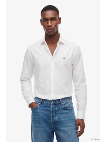 tommy hilfiger ανδρικό πουκάμισο με κεντημένο λογότυπο slim