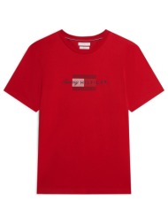 tommy hilfiger ανδρικό t-shirt με λογότυπο regular fit - mw0mw43226 κόκκινο
