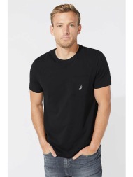 nautica ανδρικό t-shirt μονόχρωμο με απλικέ τσεπη και κεντημένο logo - 41050v μαύρο