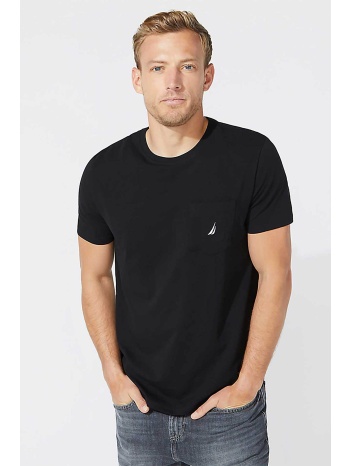nautica ανδρικό t-shirt μονόχρωμο με απλικέ τσεπη και