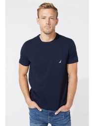 nautica ανδρικό t-shirt μονόχρωμο με απλικέ τσεπη και κεντημένο logo - 41050v μπλε σκούρο