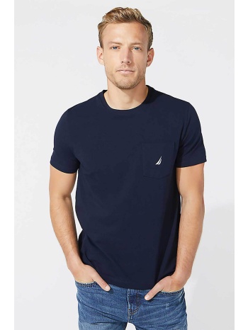 nautica ανδρικό t-shirt μονόχρωμο με απλικέ τσεπη και
