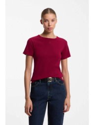 hugo γυναικείο τ-shirt με ανάγλυφο λογότυπο regular fit `deloris` - 50512002 κόκκινο