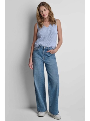 dkny γυναικείο τζιν παντελόνι ψηλόμεσο με τρουκς wide fit 