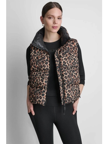 dkny γυναικείο μπουφάν αμάνικο καπιτονέ animal print 