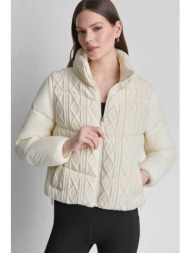 dkny γυναικείο μπουφάν με cable knit σχέδιο - dp6j9677 εκρού