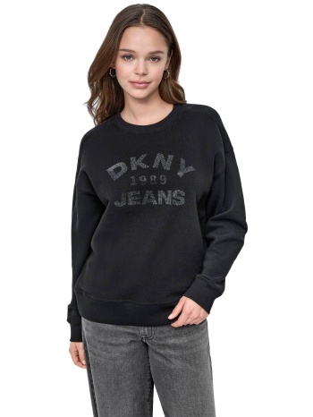 dkny γυναικεία μπλούζα φούτερ με λογότυπο με στρας 