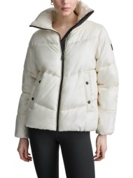dkny γυναικείο μπουφάν καπιτονέ μονόχρωμο - dp6j9623 εκρού