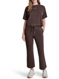 dkny γυναικείο παντελόνι φόρμας μονόχρωμο με λογότυπο - dp6p3897 καφέ σκούρο