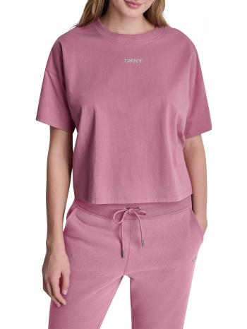 dkny γυναικείο t-shirt με ανάγλυφο λογότυπο - dp6t1662 ροζ