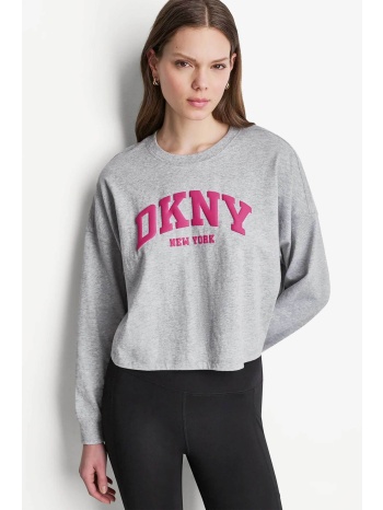 dkny γυναικεία μπλούζα με ανάγλυφο λογότυπο - dp6t1723 γκρι