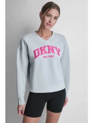 dkny γυναικεία μπλούζα φούτερ με ανάγλυφο λογότυπο - dp6t1725 γκρι