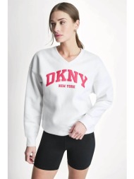 dkny γυναικεία μπλούζα φούτερ με ανάγλυφο λογότυπο - dp6t1725 λευκό