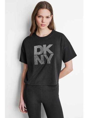 dkny γυναικείο t-shirt με ανάγλυφο λογότυπο με στρας