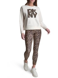 dkny γυναικεία μπλούζα φούτερ με animal print λογότυπο - dp6t1867 εκρού