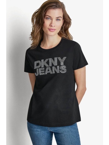 dkny γυναικείο t-shirt με στρας στο λογότυπο regular fit 