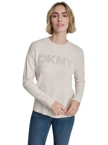 dkny γυναικεία μπλούζα πλεκτή με ανάγλυφο λογότυπο με