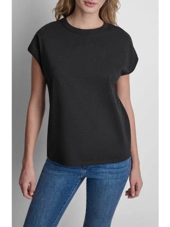 dkny γυναικείο t-shirt με στρας - dj6t1772 μαύρο