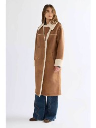 wrangler® γυναικείο παλτό με μπουκλέ λεπτομέρειες relaxed fit `wrange` - 112387286 ταμπά