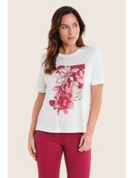 gerry weber γυναικείο τ-shirt με print και κέντημα - n71704121038 λευκό