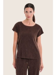 gerry weber γυναικείο τ-shirt με ανάγλυφο ύφασμα - n71951706038 καφέ