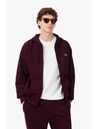 lacoste ανδρική ζακέτα φούτερ με κουκούλα και κεντημένο λογότυπο classic fit - sh8864 μπορντό σκούρο
