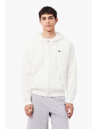 lacoste ανδρική ζακέτα φούτερ με κουκούλα και κεντημένο λογότυπο classic fit - sh8864 λευκό