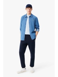 lacoste ανδρικό παντελόνι φόρμας με κεντημένο λογότυπο tapered fit - xh8869 μπλε σκούρο