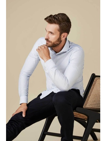 profuomo ανδρικό πουκάμισο με ριγέ σχέδιο slim fit