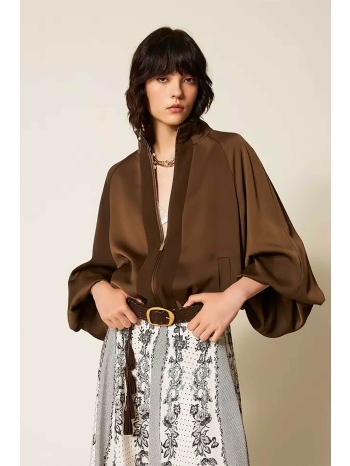 twinset γυναικείο jacket με ballon μανίκια - 262tp2132 καφέ