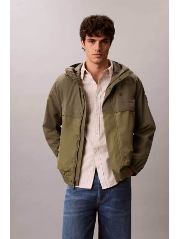 calvin klein jeans ανδρικό μπουφάν αντιανεμικό με κουκούλα