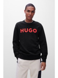 hugo ανδρική μπλούζα φούτερ με logo print regular fit `dem` - 50477328 μαύρο