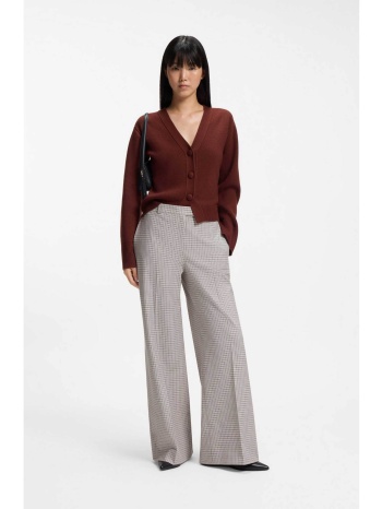 hugo γυναικείο παντελόνι με καρό σχέδιο wide leg `herberta`