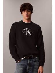 calvin klein jeans ανδρικό πουλόβερ με λογότυπο relaxed fit - lv04rh320g μαύρο