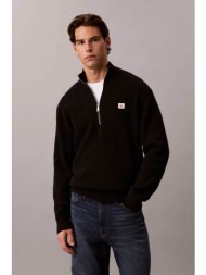 calvin klein jeans ανδρικό πουλόβερ με waffle pattern και logo patch regular fit - lv04rh327g μαύρο