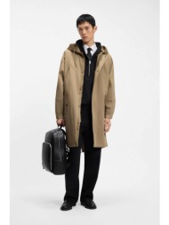 hugo ανδρικό αδιάβροχο παλτό με κουκούλα regular fit `miko` - 50562748 μπεζ