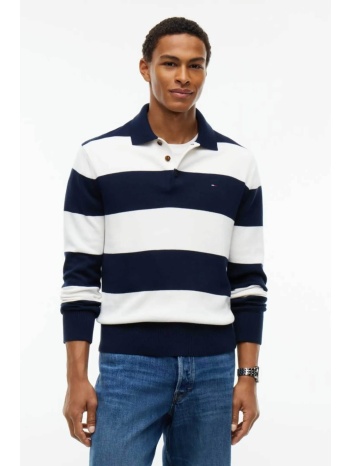 tommy jeans ανδρική πλεκτή μπλούζα πόλο με ριγέ σχέδιο slim
