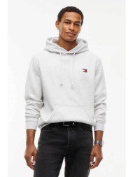 tommy jeans ανδρική μπλούζα φούτερ με κουκούλα και λογότυπο regular fit - dm0dm23606 γκρι ανοιχτό
