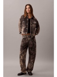 calvin klein jeans γυναικείο τζιν παντελόνι πεντάτσεπο relaxed barrel fit - lv047h745g μαύρο - καφέ