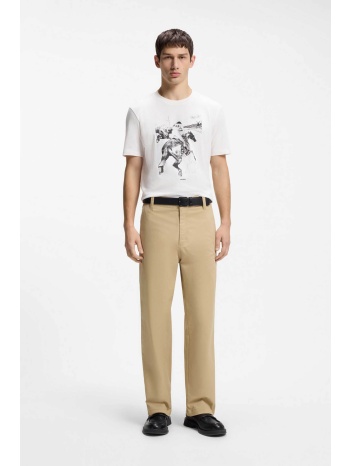 hugo ανδρικό παντελόνι straight fit `cino` - 50567278 μπεζ