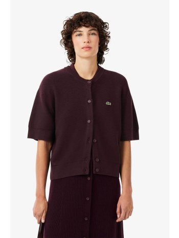 lacoste γυναικεία πλεκτή ζακέτα με κεντημένο λογότυπο