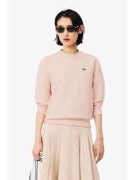 lacoste γυναικεία μπλούζα φούτερ πικέ με κεντημένο λογότυπο relaxed fit - sf5245-00 ροζ ανοιχτό