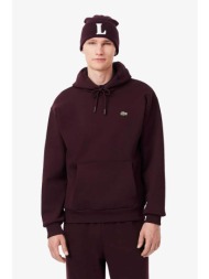 lacoste ανδρική μπλούζα φούτερ με κουκούλα και κεντημένο λογότυπο classic fit - sh8863 μπορντό σκούρ