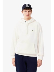 lacoste ανδρική μπλούζα φούτερ με κουκούλα και κεντημένο λογότυπο classic fit - sh8863 λευκό