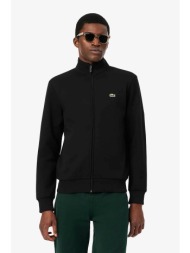 lacoste ανδρική ζακέτα φούτερ με ψηλό λαιμό και κεντημένο λογότυπο regular fit - sh8870 μαύρο
